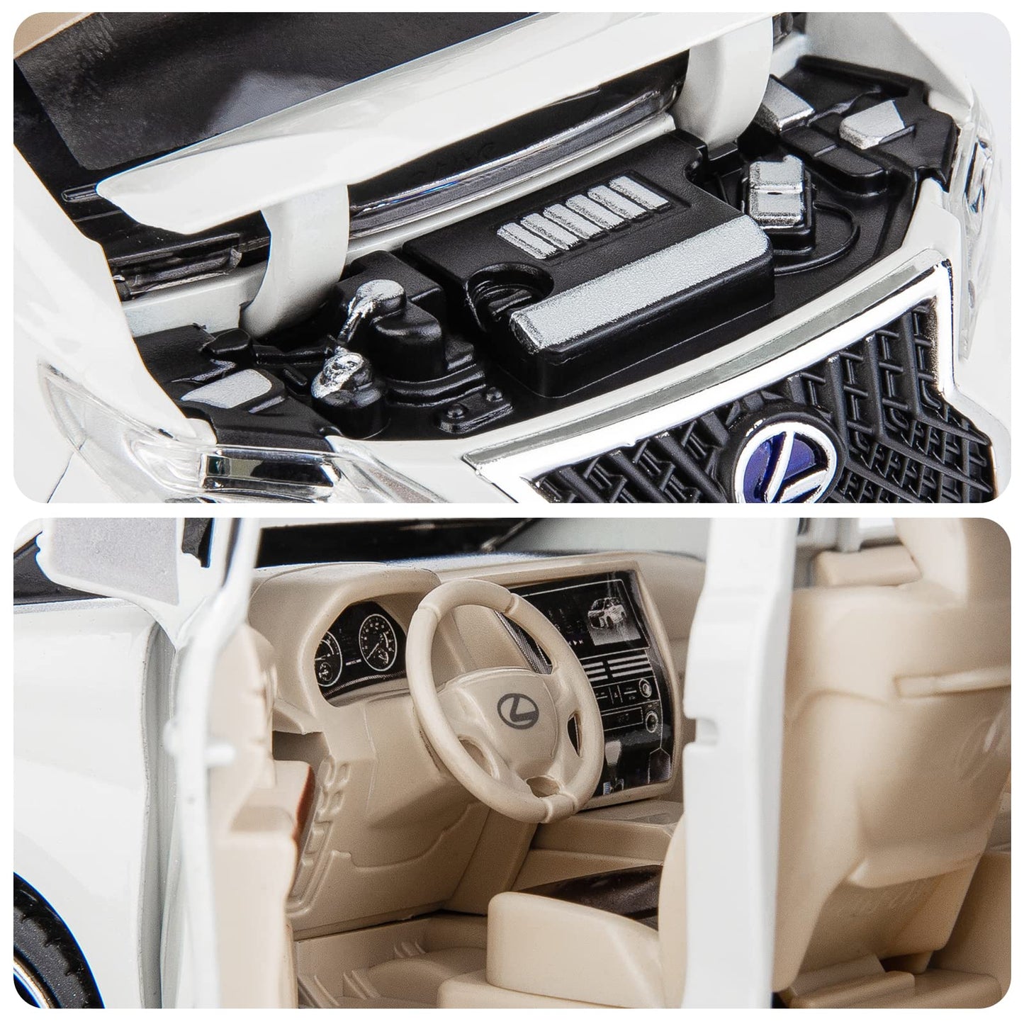 WAKAKAC Alloy Diecast Model Car 1/24 Lexus LM300 Pull Back Collectible Toy Car with Light and Sound Toy Vehicle for Kids Childre