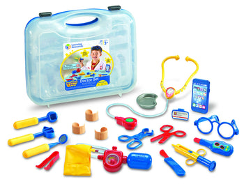 Learning Resources Pretend & Play Doctor Set Blue - 19 Pieces, Ages 3+ Doctor Kit For Kids, Toddler Doctor Kit, Toy Medical Kit,