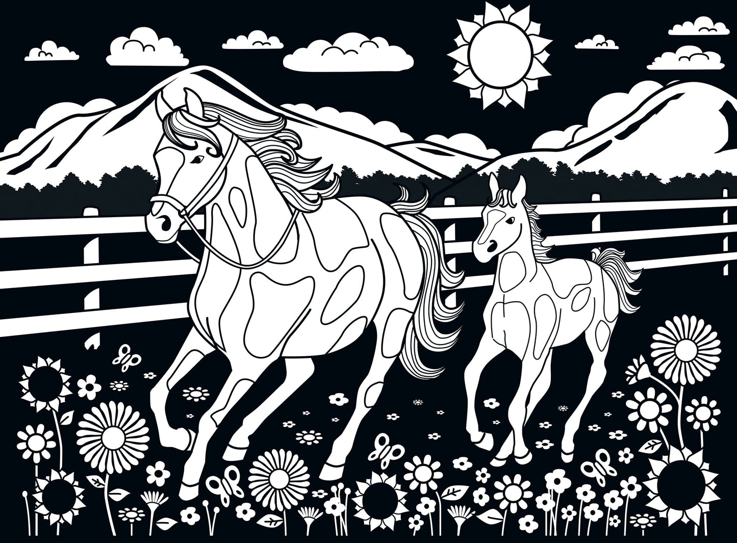 Masterpieces 60 Piece Jigsaw Puzzle For Kids - Horse And Pony Velvet Coloring - 14''X19''
