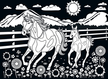 Masterpieces 60 Piece Jigsaw Puzzle For Kids - Horse And Pony Velvet Coloring - 14''X19''