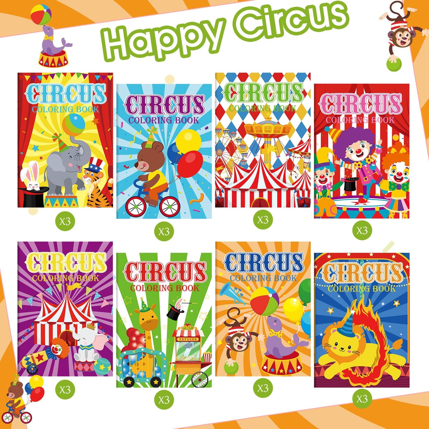 Faccito 24 Pcs Mini Circus Coloring Books Bulk Circus Painting Book Small Color Drawing Booklets DIY Drawing Activity Book Circu