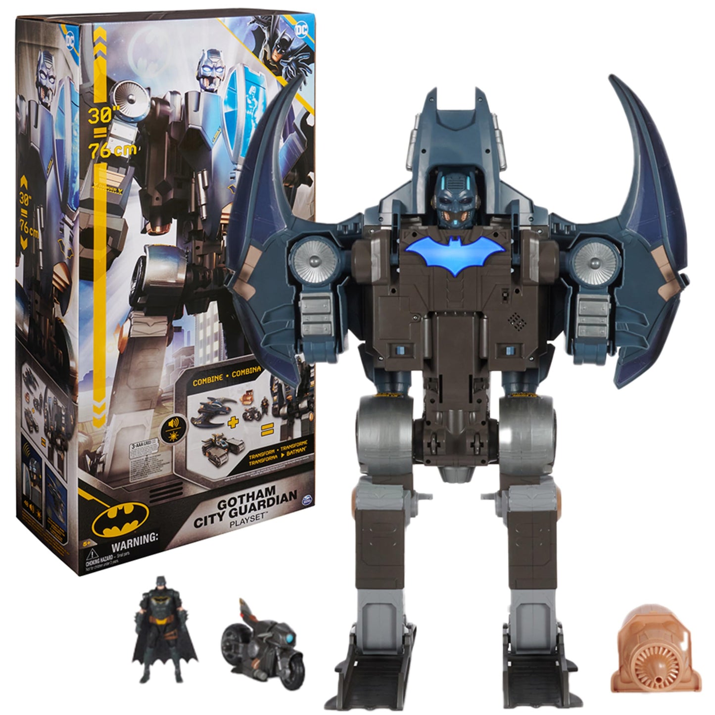 Dc Comics, Batman, Gotham City Guardian Playset, 4-In-1 Transformation, Batman Figure, Lights & 40+ Sounds, Kids Toy For Boys & Girls Ages 5+