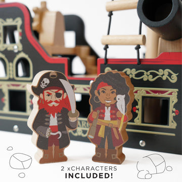Le Toy Van Pirate Ship Set - Premium Wooden Toy for Kids 3+ - Large Black TV246