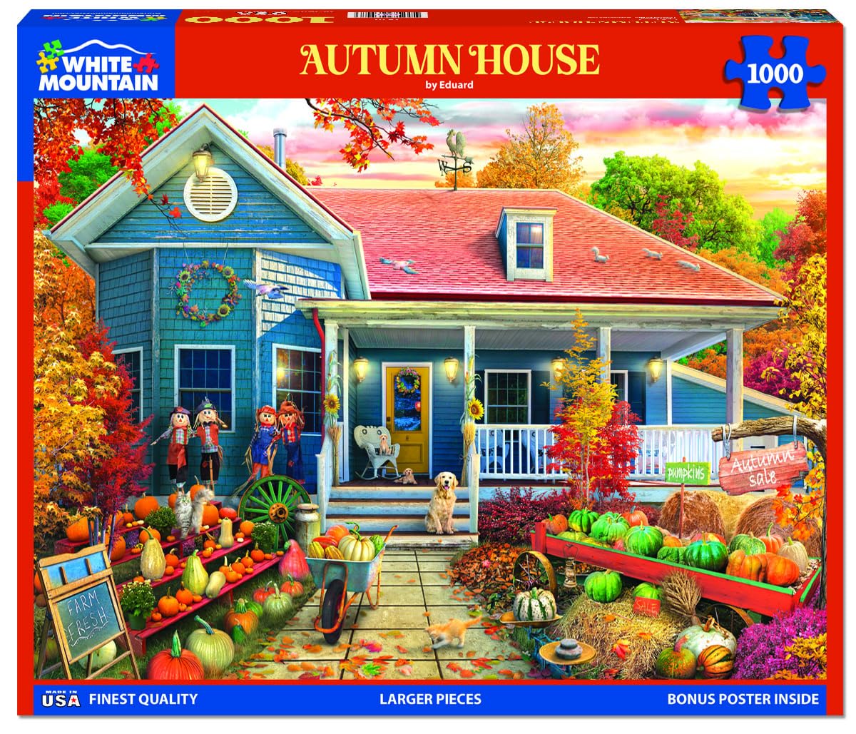White Mountain Puzzles - Autumn House - 1000 Piece Jigsaw Puzzle For Adults