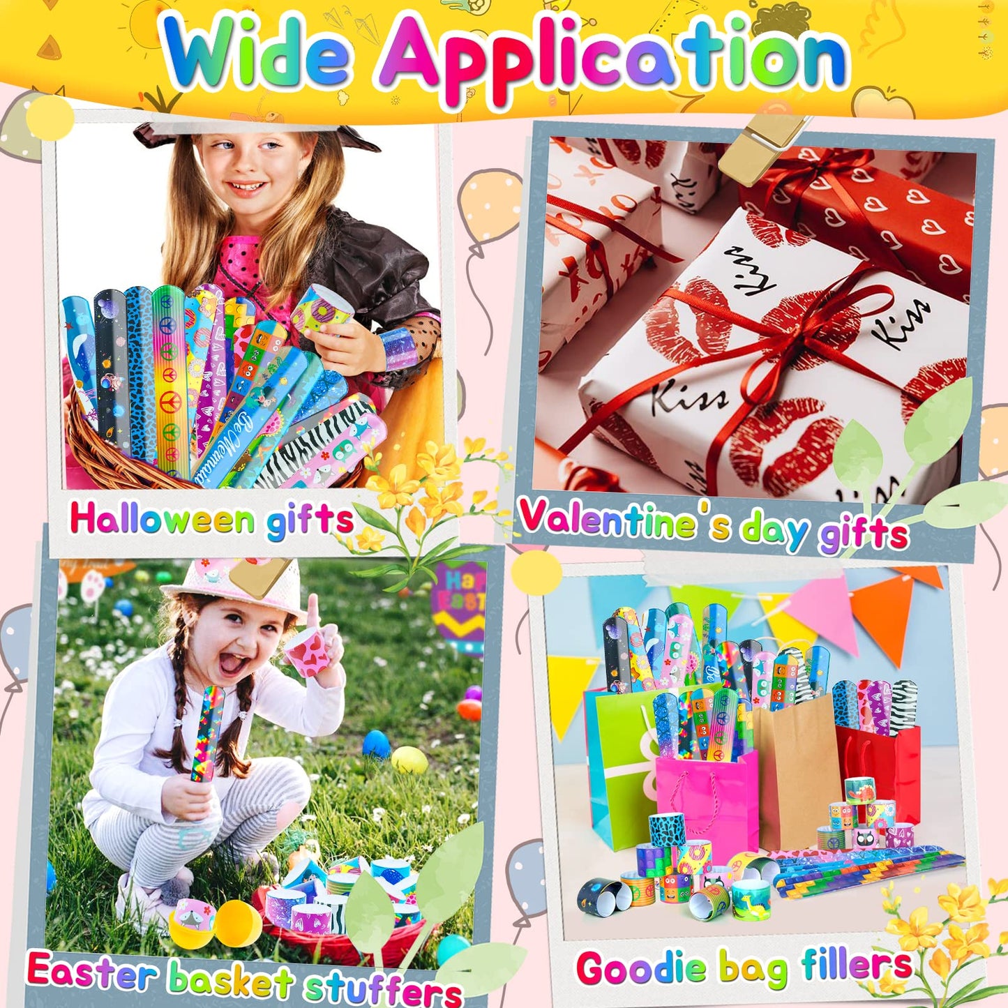 Slap Bracelets Kids Party Favors 48Pcs Snap Bracelet Wrist Bands For Boys Girls Birthday Gift Treasure Box Classroom Rewards Goo