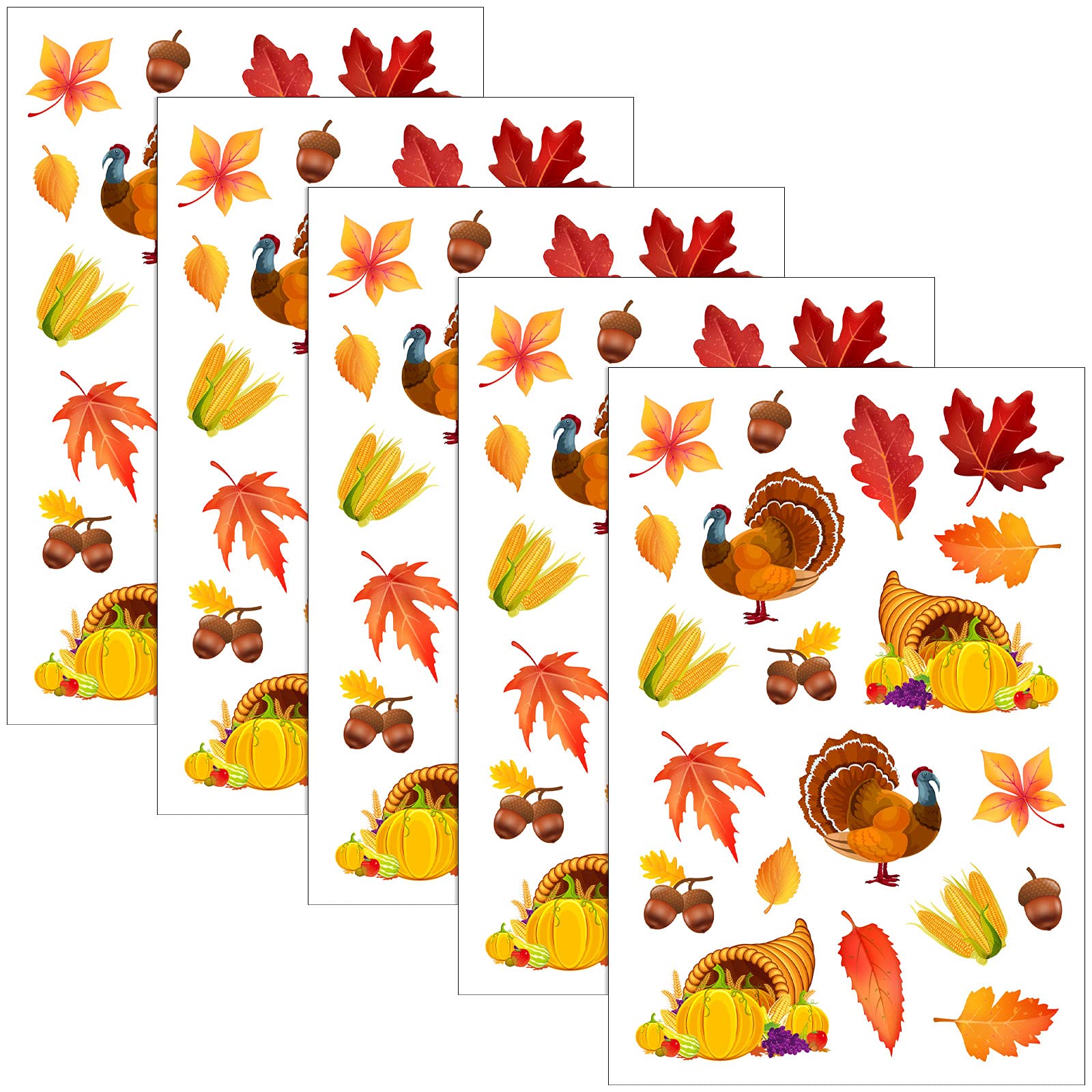 Outus 540 Pieces Thanksgiving Fall Autumn Leaves Stickers Maple Leaves Stickers for Thanksgiving Party and Classroom Decor(Chic 