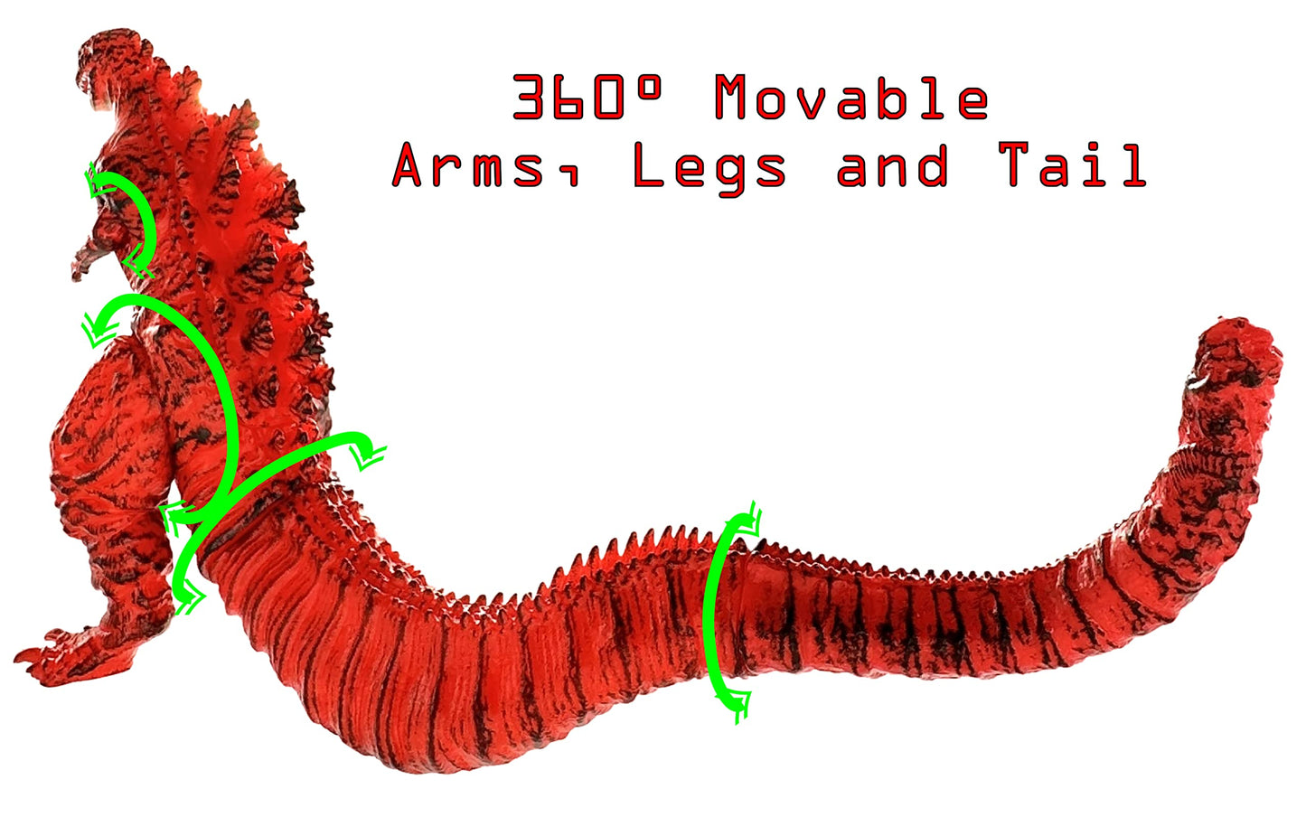 Twcare Set Of 2 Godzilla Legendary Fire Shin Figure Flaming King Of The Monsters Toys, Movable Joints Burning Action Movie Serie