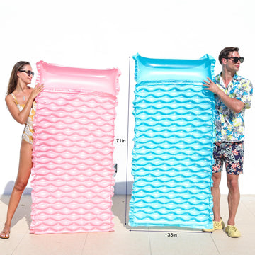Parentswell 2 Pack Inflatable Pool Floats Adult, 71''X33'' Large Pool Raft Water Lounge Float With Headrest Floating Mat Swimmin