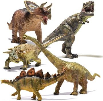 Prextex Jumbo Dinosaur Toys Set - 5 Pcs Large, Realistic Dinosaur Toys For Kids - Lifelike Dinosaur Toys Figures For Play And Le