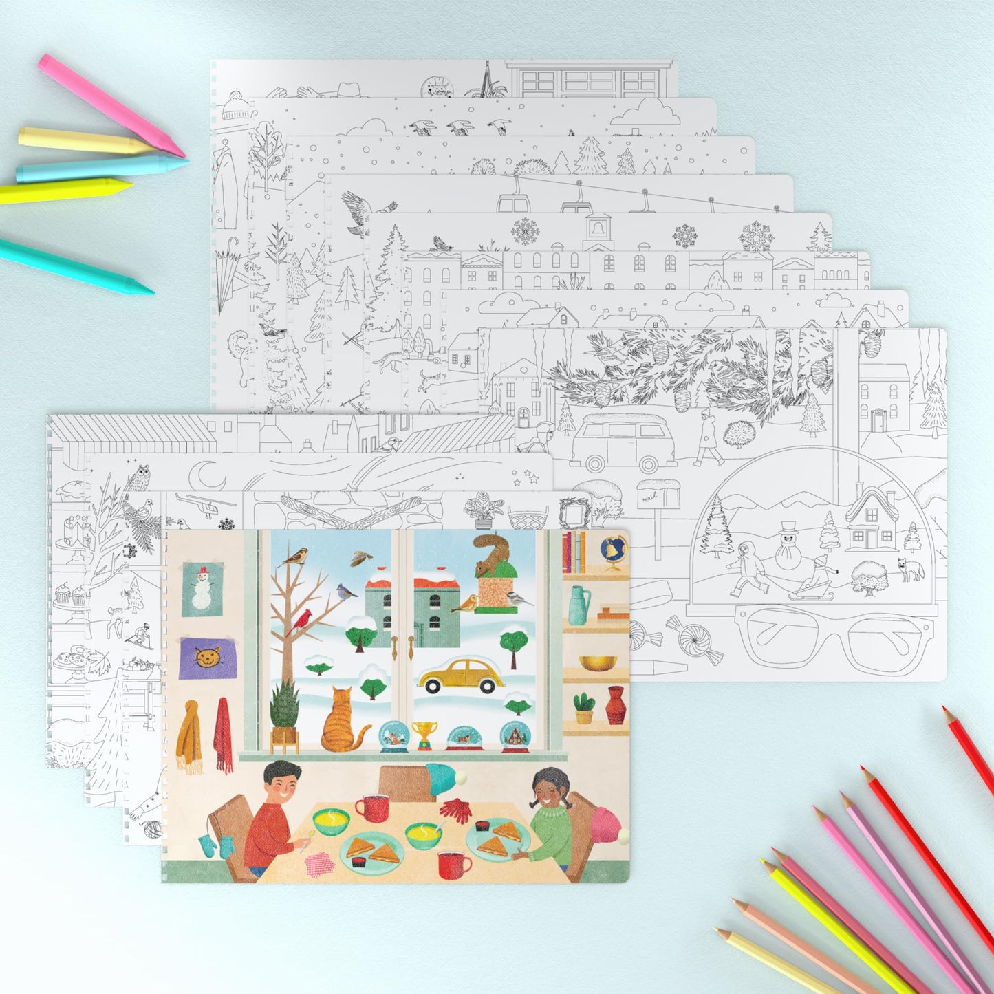 Cupkin Snow Day Sticker Book Activity For Kids, Side By Side Winter Sticker Book, Fun Kid Road Trip Activity, 500+ Kids Stickers