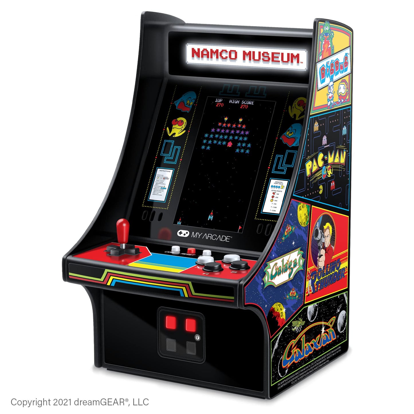 My Arcade Mini Player 10 Inch Arcade Machine: 20 Built In Games, Fully Playable, Pac-Man, Galaga, Mappy And More, 4.25 Inch Colo
