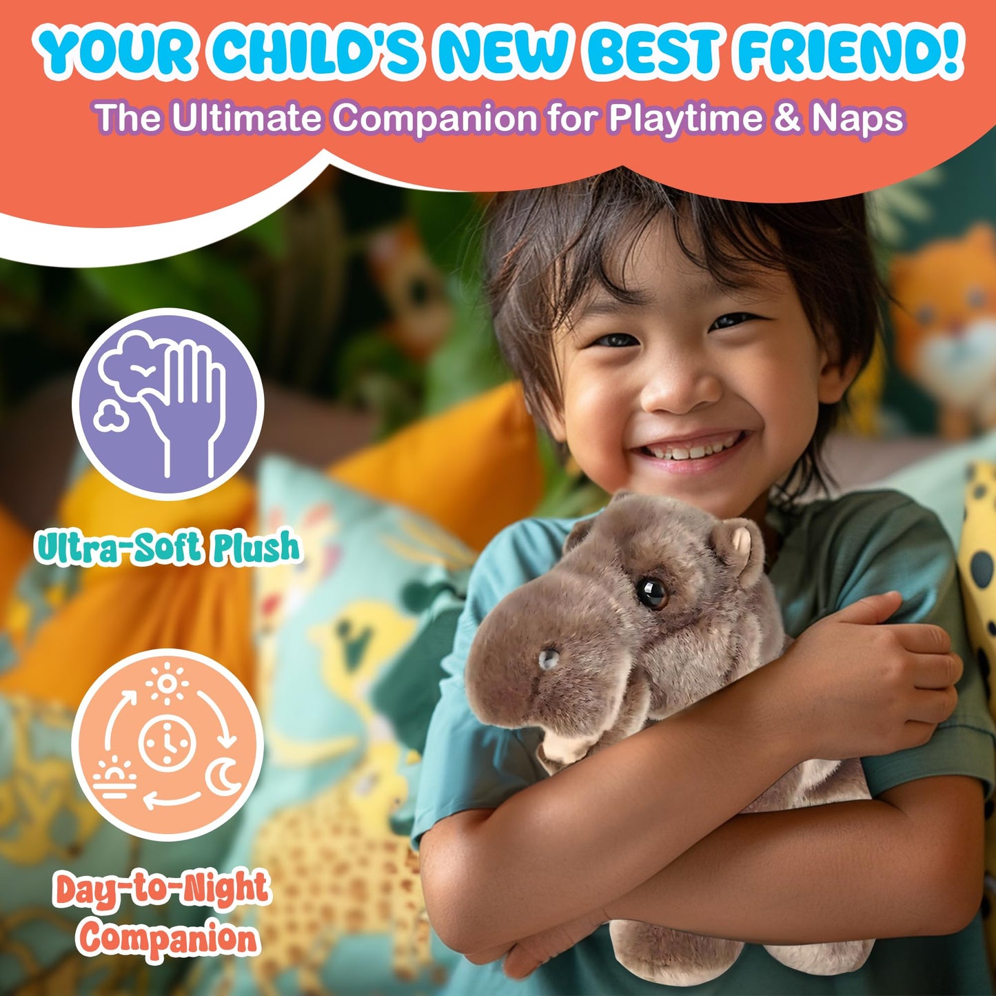 Forest & Twelfth 12 Stuffed Hippopotamus Plush  Heirloom Collection Stuffed Animal  enhanced Materials  Best Gift for Kids Age 3+  Nursery and Room Decor (12'' Hippopotamus)