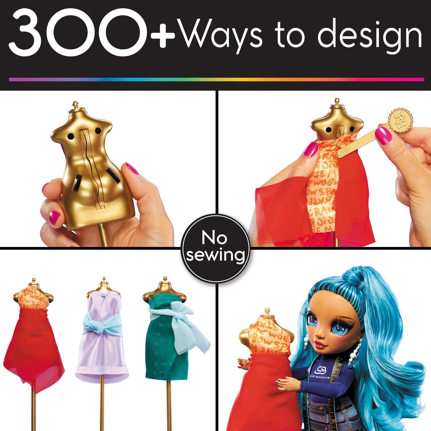 Rainbow High Dream & Design Fashion Studio Playset with Exclusive Blue Skyler Doll, Blue, No Sew Fashion Kit, Model 587514C3
