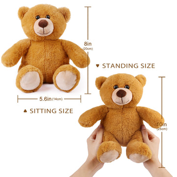 Benben Teddy Bear Stuffed Animal, Set Of 6 Teddy Bears Bulk, 8 Inch Bear Plush Toy For Kids, Baby Shower Decoration For Boys, Girls, Gifts For Girlfriend