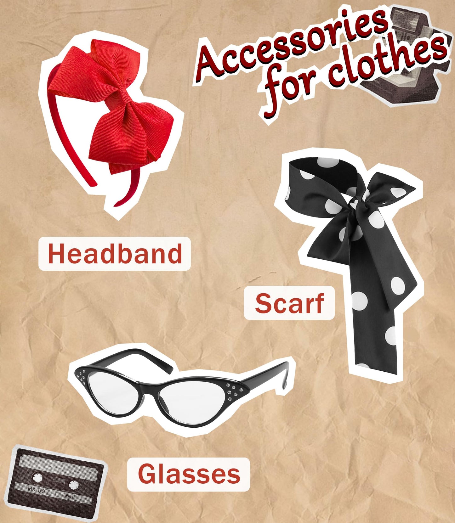 GRIVOS 1950s Polka Dot Poodle Skirt Costume Poodle Skirts For Girls 50s Outfit For Girls With Scarf Headband Glasses