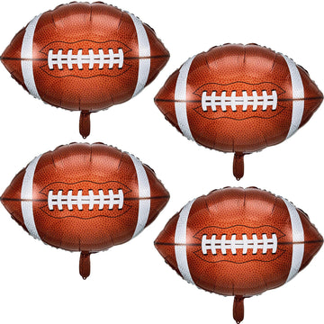 Skylety Football Balloons Football Rugby Shaped Aluminum Foil Balloons For Sport Themed Rugby Birthday Party Decor, 26 Inch(4 Pieces)