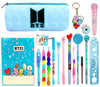Kobbet Polyester Bts Stationery Set For Kids, Complete School Gift Return Birthday, Pencil Pouch With All (Style 2) - Multicolor