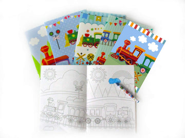 Tiny Mills Train Coloring Book Set with 12 Coloring Books and 48 Crayons Train Birthday Party Favor Bag Filler Rewards Classroom