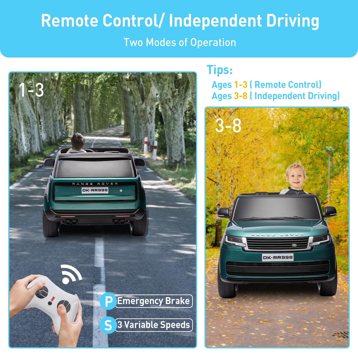 24V Officially Licensed Land Rover Ride On Car, Towallmark 2-Seater w/Parent Remote Control, 3 Speeds, Wireless Music, Spring Su