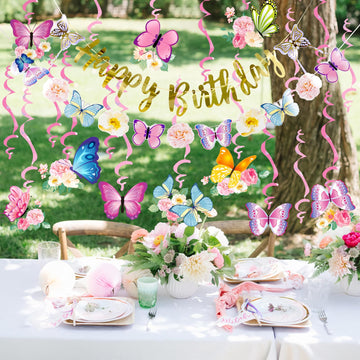 Sunbeauty Butterfly Birthday Party Decorations Hanging Butterfly Decorations Butterfly Birthday Banner Hanging Swirls Decoration