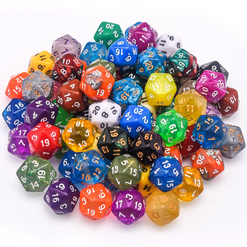 Austor 70 Pieces 20 Sided Dice Mixed Color Polyhedral Dice Set 20 Sides Dices Assortment With A Black Velvet Storage Bag For Dnd