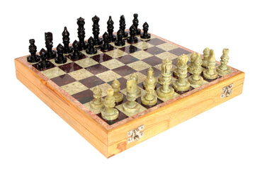 Stonkraft - 10' X 10' Chess Board With Wooden Base & Stone Inlaid & Stone Pieces Game Set