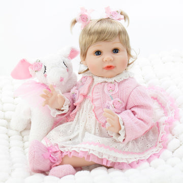 Milidool Lifelike Reborn Baby Dolls Girl - Realistic Newborn Girl Dolls Realistic Silicone Baby Dolls Girl Real Baby Doll Packaged With Bunny Toy Feeding Toy Accessories Gift Set For Kids Age 3+