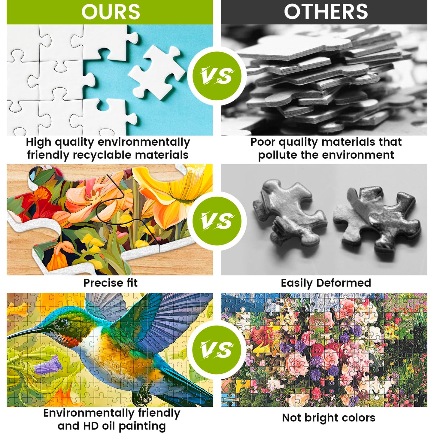 2 Pack Puzzles for mature-themeds 1000 Pieces - 1000 Piece Hard Puzzles for mature-themeds - Thick and Durable Hummingbirds and Flowers Jigsaw Puzzles for Family Fun Birthday Party Favors