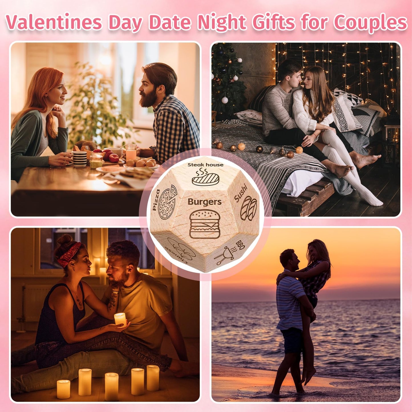 oyeftp Stocking Stuffers for Women Men, Food Dice Date Night Couples Gift, Christmas White Elephant Gifts for Adults Exchange, W