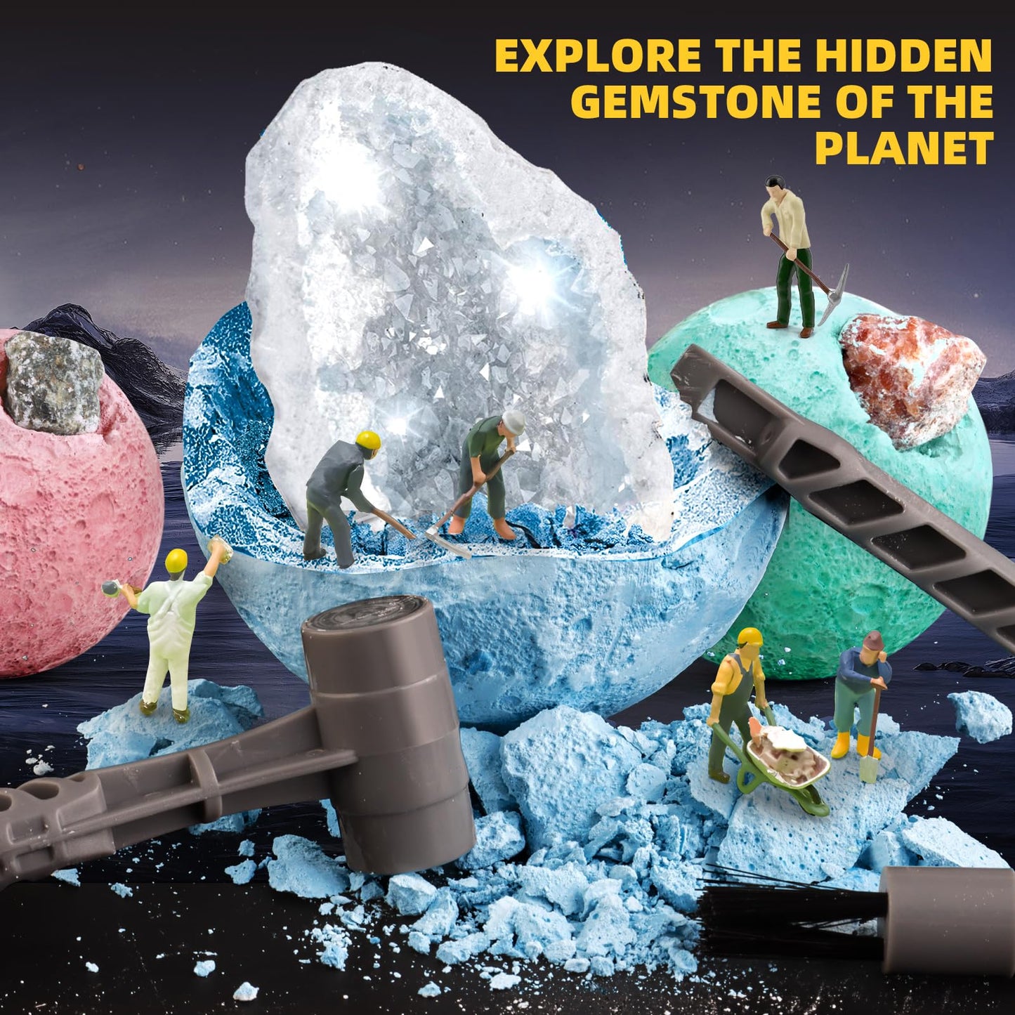 Woumserta Space Dig Kit - Gem Excavation Kit, Gemstone For Kids, Space Toys Dig Kits For Gemstone Collection, Space Planet Toys