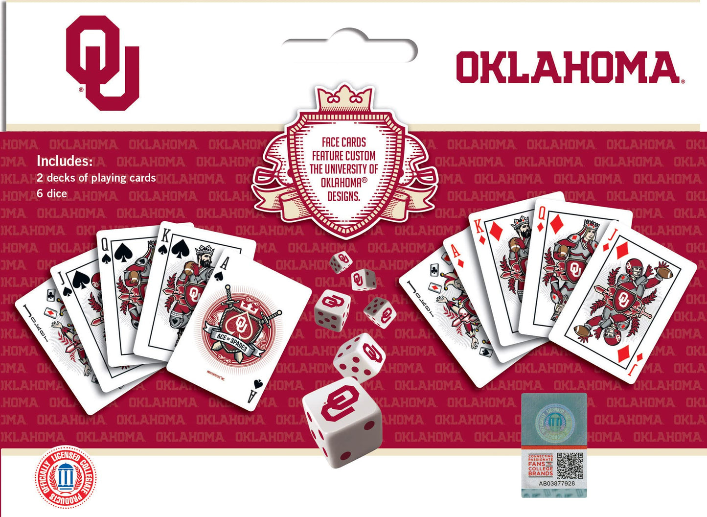 Masterpieces Game Day - NCAA Oklahoma Sooners 2-Pack Playing Cards & Dice Pack - Officially Licensed Set for mature-themeds and Family