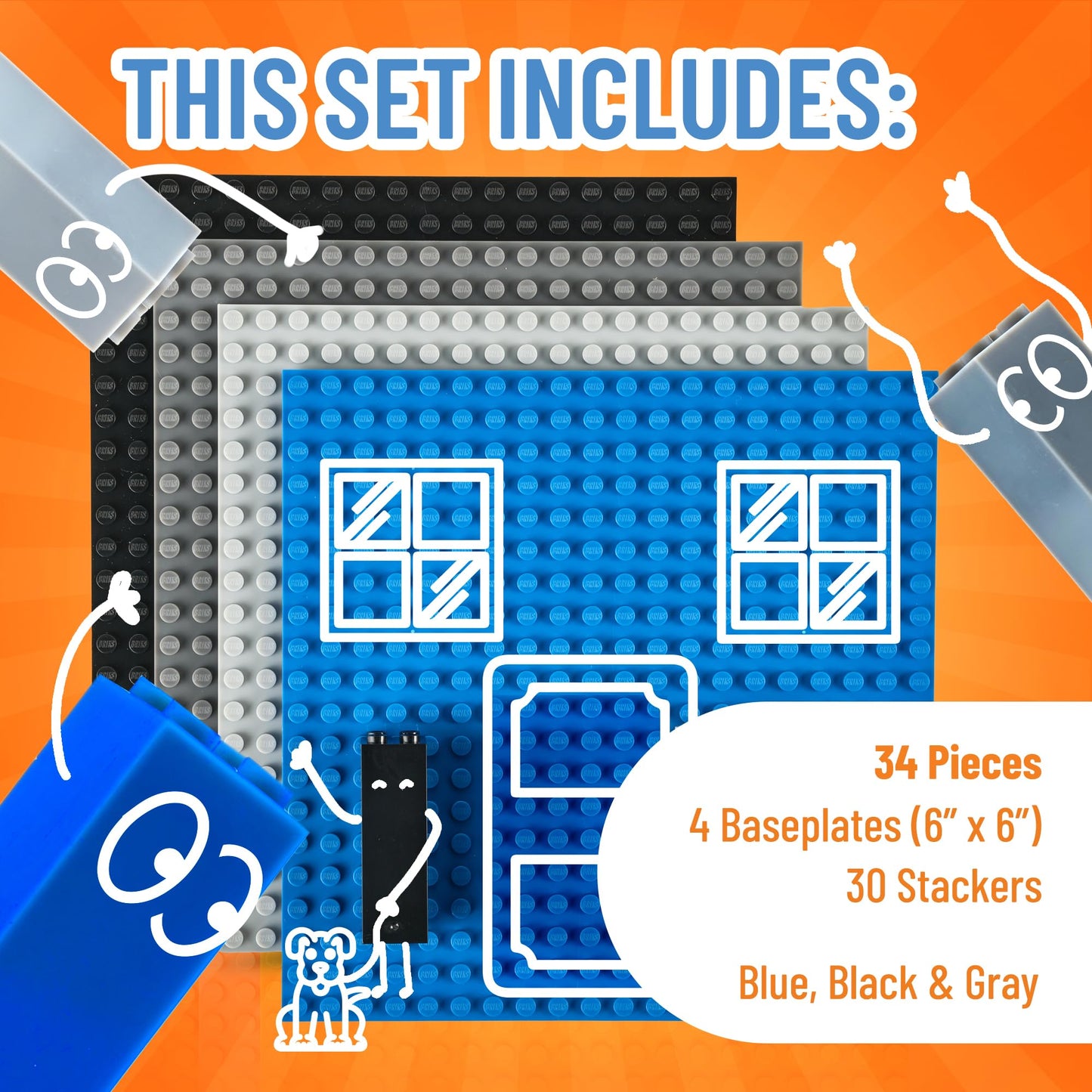 Strictly Briks Compatible With Lego Classic Stackable Baseplates, Building Bricks For Towers, Shelves, And More, Space Themed Co