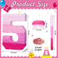 Sratte Number Piñata Pink Piñata Birthday Decorations Gradient With Stick Blindfold Confetti For Girls Boys Birthday Anniversary Party Decorations Supplies(Number 5)