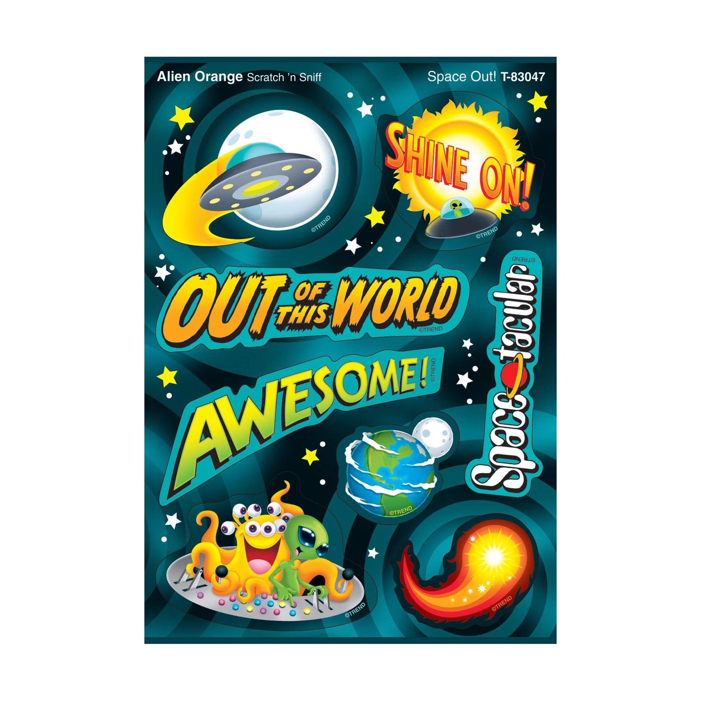SPACE OUT/ALIEN ORNGE STICKERS 32CT