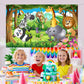 Blulu Jungle Safari Backdrop Fabric Safari Animal Backdrop Banner 72.8 X 43.3 Inch Jungle Theme Birthday Decorations Photography Background For Adventure Party Supplies Celebration Props
