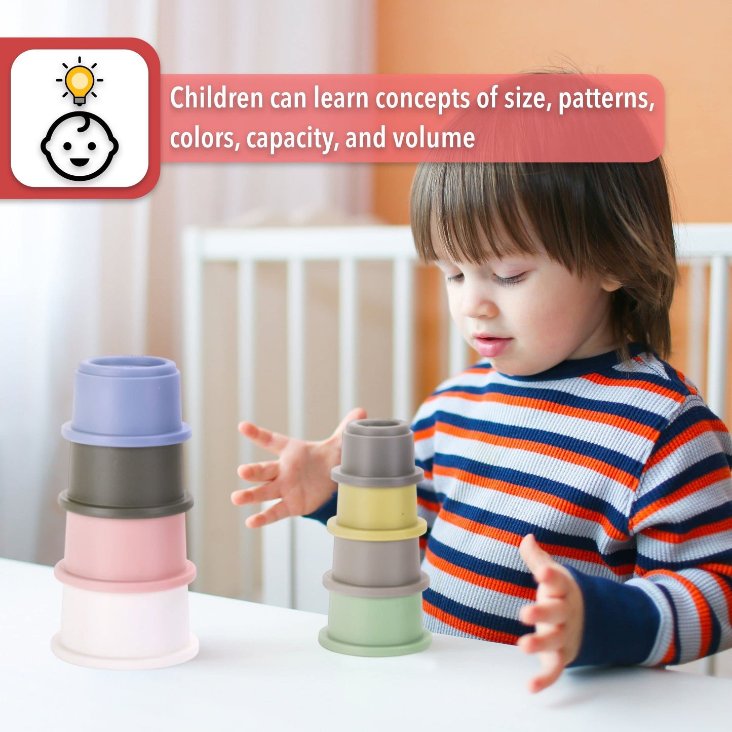 Mr. Pen- 8 Pcs, Baby Stacking Toys, Nesting Cups For Baby And Toddler