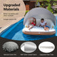 Giantex Canopy Island  Pool Float w/SPF50+ Retractable Detachable Sunshade  mature-themed w/2 Cup Holders High Backrest Armrest  71 x Island Inflatable Lounge  Load 440LBS