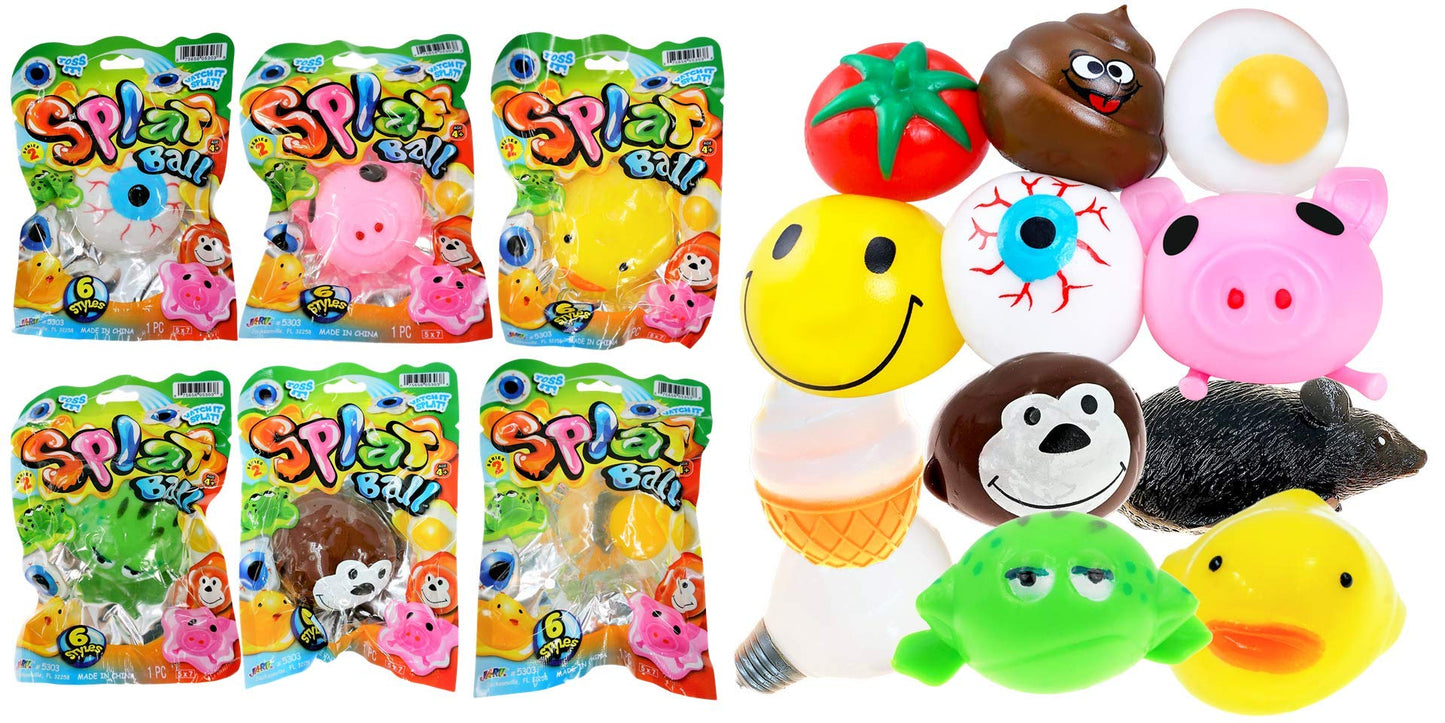 JA-RU SPLAT Ball Sticky & Stretchy (Pack of 6 Assorted) Sensory Stress Relief Toy, Party Favor Pinata Filler.5303-6p