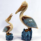 Hand Painted Pelican Bird With Baby Figurine 11.75' & 7.25' (Set Of 2)