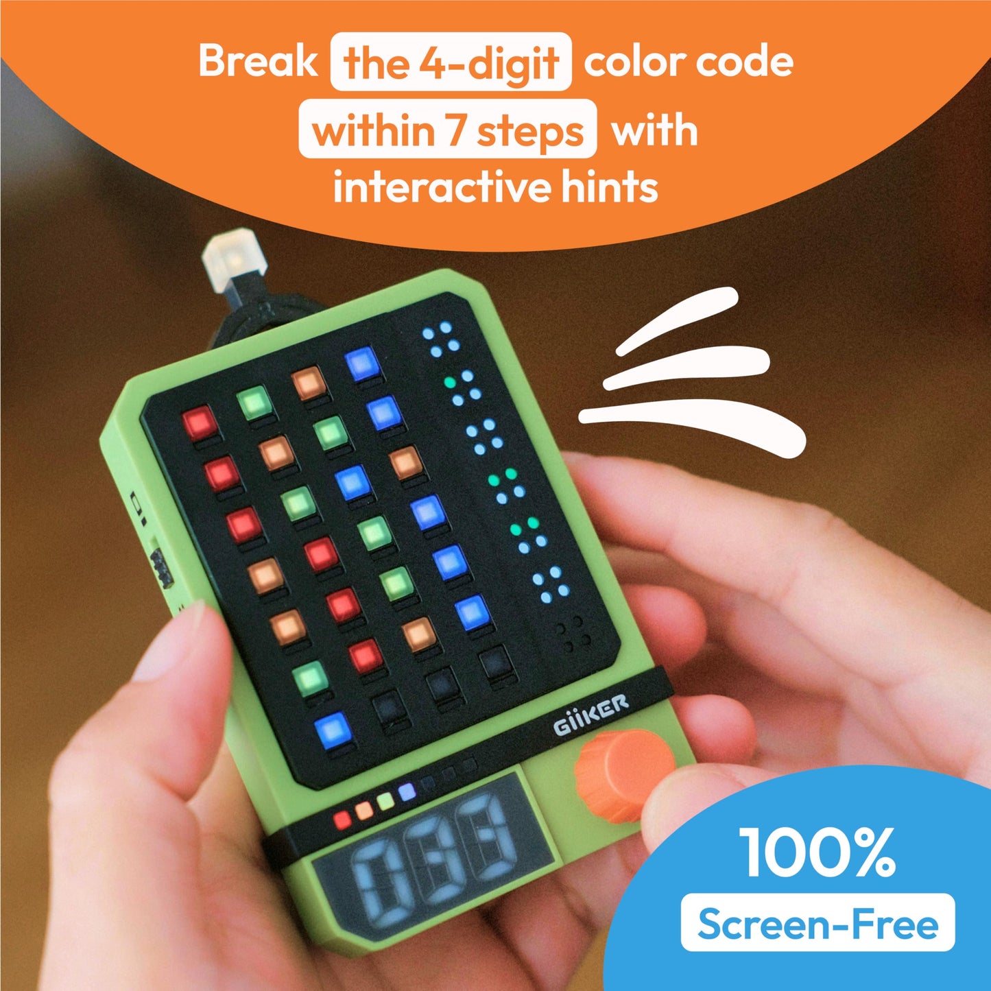 GiiKER Super Decoder Puzzle Game, 600-Level Code-Breaking for 1-2 Players, Handheld, 2.68"x4.13"x1.34", Perfect Travel Game