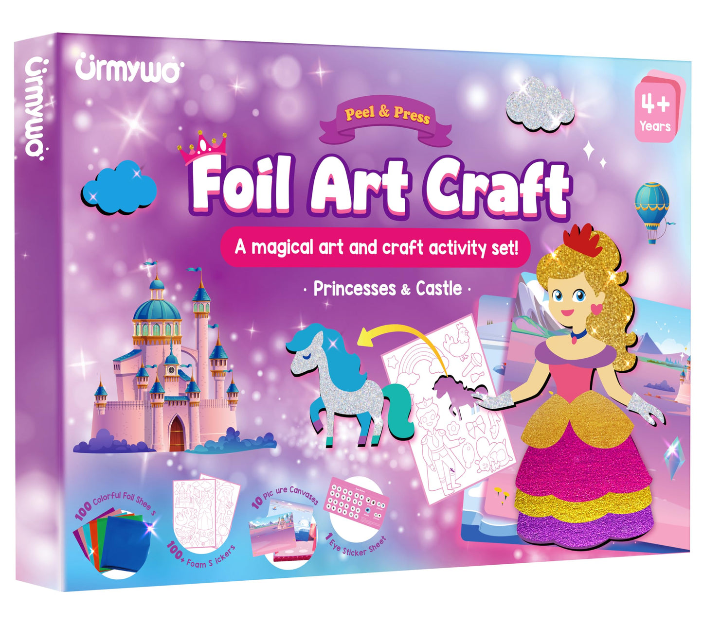 Travel Games Toys for Car Airplane, Foil Arts and Crafts for Kids Ages 4-8, Coloring Sticker Books, No Mess DIY Creative Activit