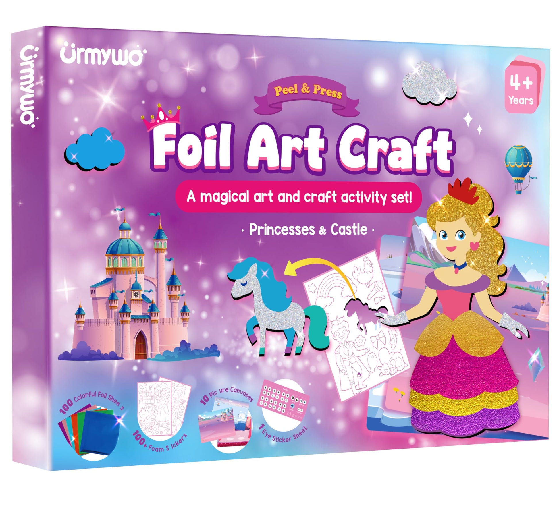 Travel Games Toys for Car Airplane, Foil Arts and Crafts for Kids Ages 4-8, Coloring Sticker Books, No Mess DIY Creative Activit