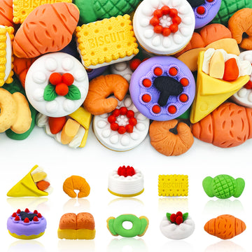 30 pcs Baking Shop Erasers for Kids Desk Pets,3D Take Apart Pencil Erasers Food Puzzle Eraser Classroom Prizes for Kids Class Tr