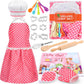 Kids Cooking Baking Set 19Pcs, Kids Chef Role Play Costume Set - Chef Hat and Matching Pink Apron Children Dress up Pretend Gift
