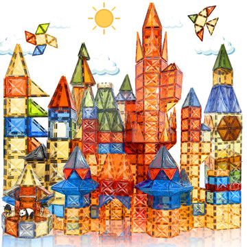 100 Pcs Magnetic Tiles, Brown Large Magnetic Blocks Building Set For Kids Age 3-5 4-8, Stem Magnet Toys 3D Kids Magnets Preschoo