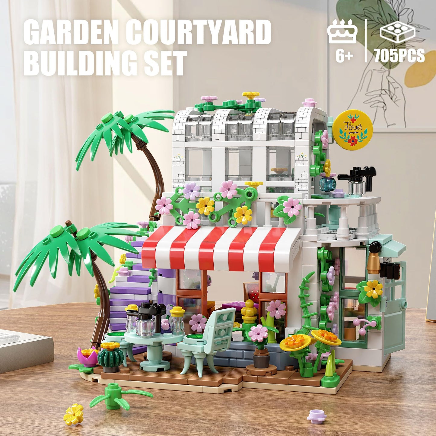 Tycole Flower House Building Set,Garden House Building Toy With Led Light,Romantic Greenhouse Model,Christmas Birthday Gift For