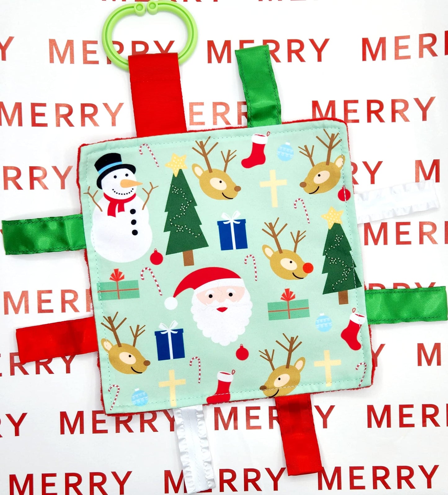 Baby'S First Christmas Crinkle Tag Toy Lovey With Santa Reindeer & Rudolph Stocking Stuffer