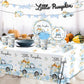 Little Pumpkin Baby Shower Decorations Tableware,142Pcs A Sweet Little Pumpkin Is On The Way Boy Blue Floral Truck Disposable Ta