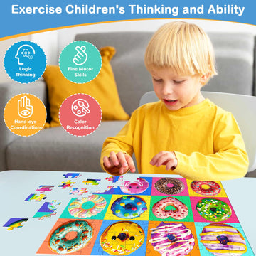 100 Pieces Puzzles For Kids Ages 4-8 | Delicious Donuts Jigsaw Puzzles | Large 100 Piece Puzzle For Toddler Children | Sturdy,Safe | Engaging & Educational Toys Great Gift For Boys Girls,15X10In