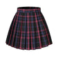 Girl`S School Uniform Skirt Plaid A Line Cosplay Costumes (S, Black Mixed Rose Blue)